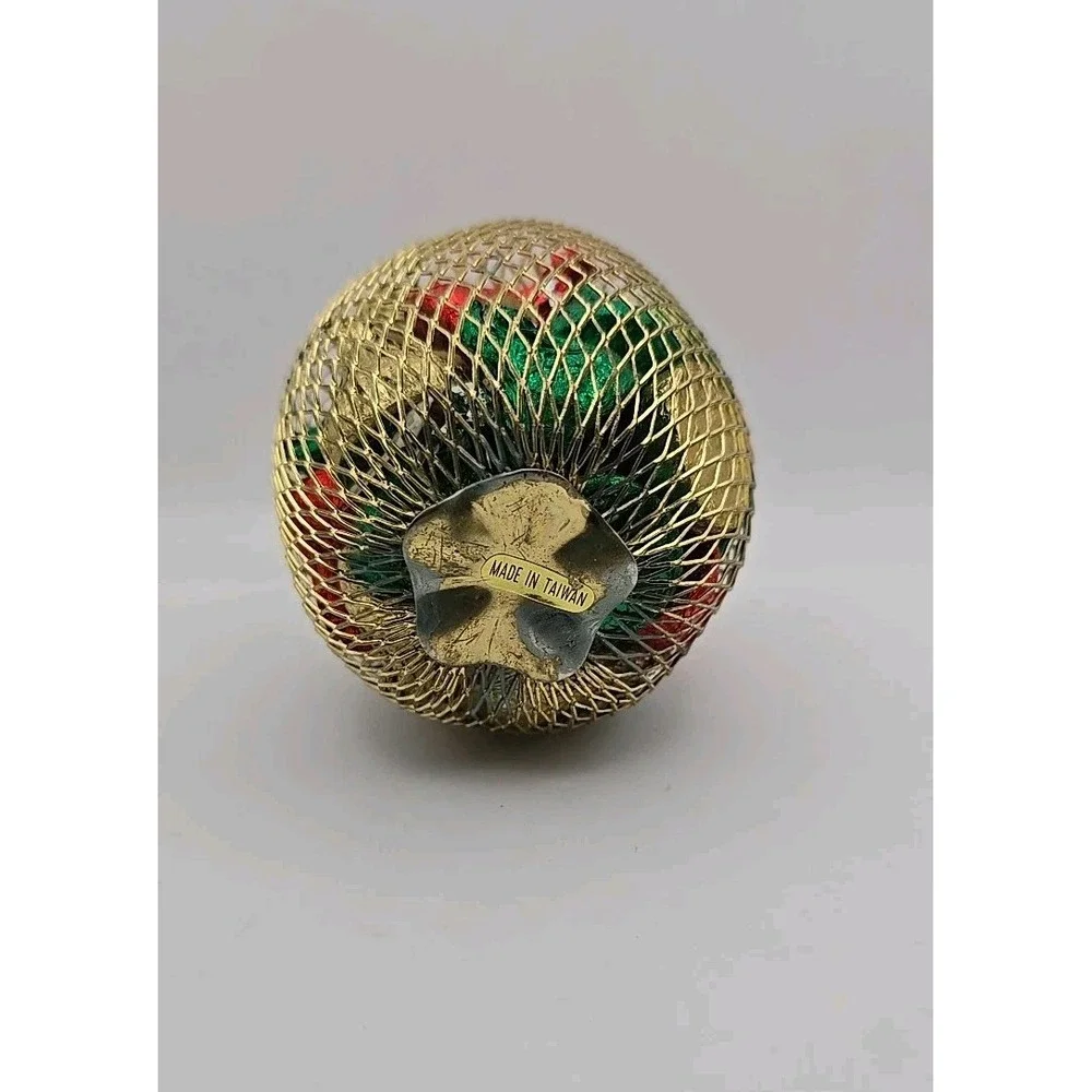 VINTAGE Brass Gold Mesh Apple Potpourri Christmas Ornament Candy‎ Holder 5 in